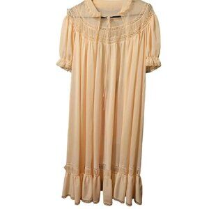 Vintage Gotham Gold Stripe Peignoir Medium Robe Double Nylon Pink Chiffon Read